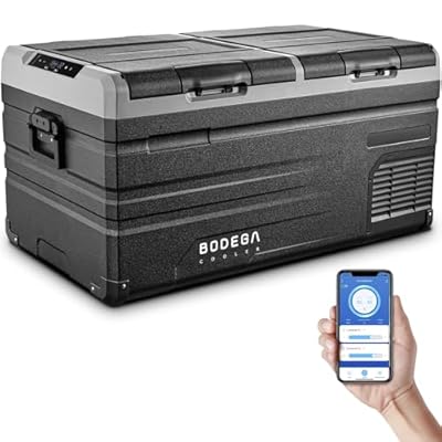BODEGACOOLER 12 Volt Car Refrigerator, RV Car Fridge Dual Zone APP Control, Portable Freezer 95 Quart(90L) -4?-68? RV Electric Compressor Cooler 12/24V DC and 100-240V AC for Outdoor,Camping,Travel