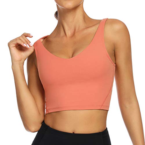 Image of Lemedy Women Sports Bra Longline Crop Tank Top Padded Workout Running Yoga