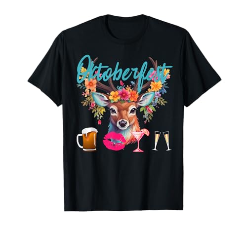Cerveja Kirmes Prosecco Dirndl Volksfest Kostüm JGA Sekt Hirsch t-shirt