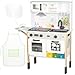 WOOMAX Cocinita de Madera, con luz y Sonido, Horno, Microondas, Fregadero, Plancha, Accesorios, Cocinita de 60x30x97 cm, Juego simbólico e imaginación, Niños Desde 3 años (39074)