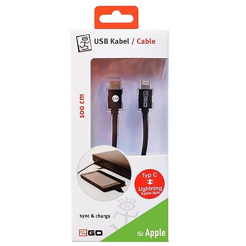2GO USB Charging / Data Cable USB-C to Apple Lightning 100 cm Black