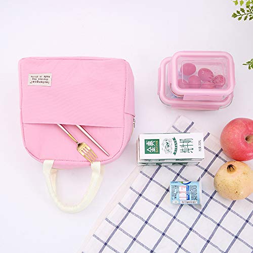 Axgo Lunch Waterproof Bento Box Reusable Thermal Tote Bag For Office Worker Picnic Hiking Beach Fishing, Pink #TOP3