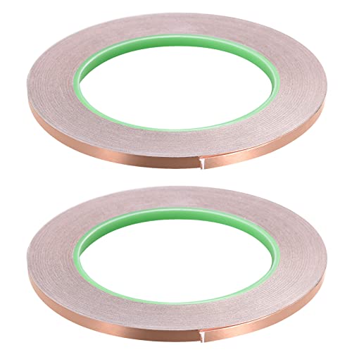 Image of Copper Foil Tape Conductive Adhesive Double Sided, [for EMI Shielding, Stained Glass, Paper Circuits, Grounding] - 3 /16 inch /98ft /2 Roll