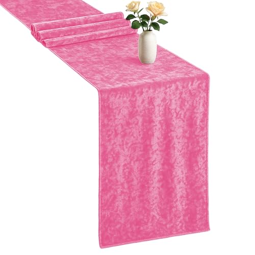 Chemin de table velours rose pour reussir la decoration de table de fete - 2
