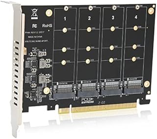 4-Port NVMe to PCI-e Host Controller Expansion Card, M.2 NVME to PCIe X16 Adapter, M Key Hard Drive Converter Reader Expansion Card (ph44)