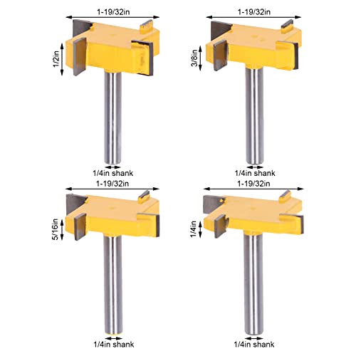 4 peças de fresa para superfície de spoilboard CNC, 4 flautas, haste de 6,35 mm (1/4