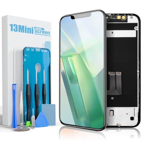 Screen Replacement for iPhone 13 Mini 5.4 Inch Full HD LCD and Touch Digitizer Assembly Includes Repair Tools Waterproof Adhesive and Tempered Glass Screen Protector