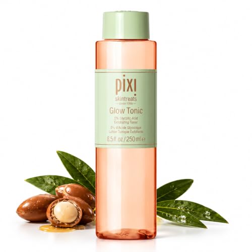 Pixi Glow Tonic Exfoliating Face Toner with 5% Glycolic Acid, Ginseng and Aloe Vera, Alcohol-Free Pore-Refining Toner for Radiant Skin, 8.5 fl oz / 250 ml