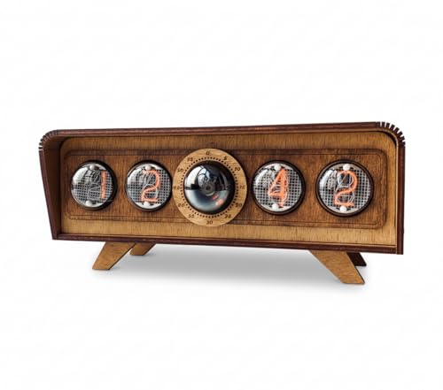 Handmade Nixie Tube Clock in-4 - Made in Ukraine - Vintage Retro Table - Wooden Desk Nixie Tube
