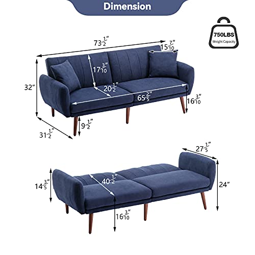 image for Vicluke Convertible Futon Sofa Bed, Modern Upholstered Split-Back Fold