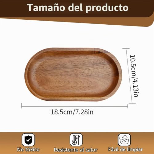 Miniatura 2 de Weddhuis Bandeja Ovalada De Madera De Acacia Mini Organizador Para Cosméticos Y Encimeras 19 X 10,5 Cm