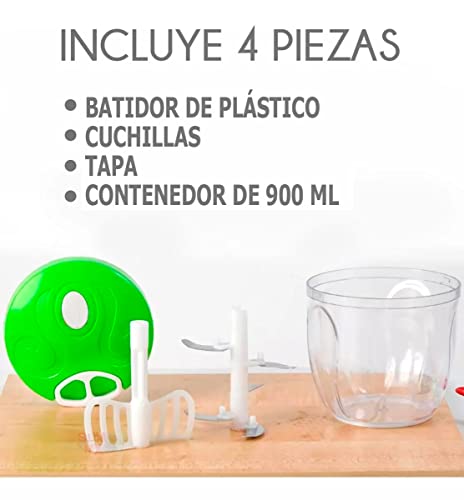 RevolutionLine - Picadora Cortadora Manual de Alimentos | Trituradora de verduras, minipicadora de frutas | Cortador de Carne y Verduras | Picadora Manual de 3 cuchillas con Cuerda | Capacidad: 900ml - imagen 2