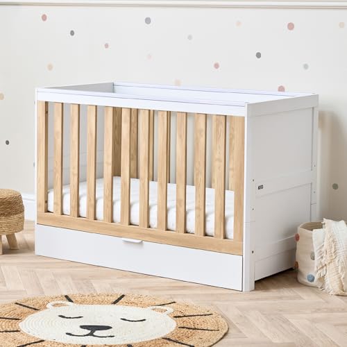 Tutti Bambini Riley Mini Cot Bed, White & Oak