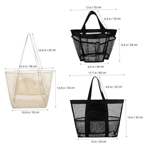 BESTYASH 3pcs Large Mesh Beach Tote Bag Stylish Swim Gear Bags for Women Lightweight Nylon with Spacious Interior for Pool and Travel Essentials2