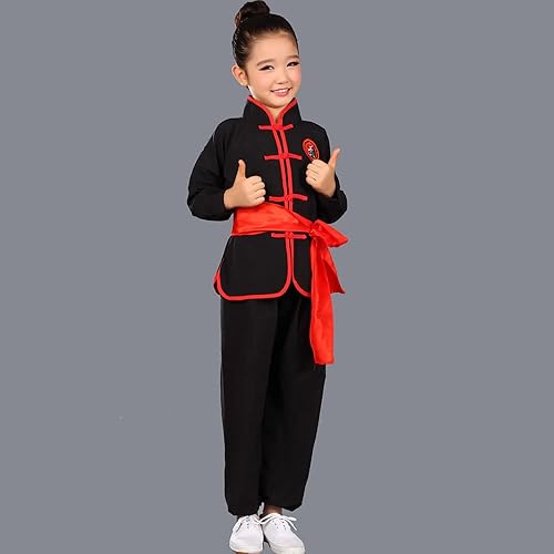 Miniatura 3 de Ropa de Kung Fu para niños, uniformes tradicionales de Tai Chi para niños y niñas, traje de manga larga con alas de arte marcial chino