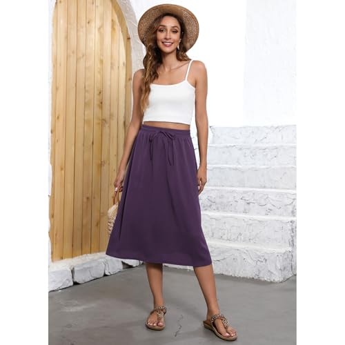 Image of Witsmile Flowy Skirt Elastic High Waist A-Line Skirt with Pockets Bohemia Cover-up for Women 2026 Trendy(S-2XL)