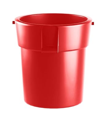 10 Gallon Red Round Trash Can No Lid / 40 Liters Commercial Trash Can Trash Bin Kitchen Garbage Can Waste Basket Bin Durable Waste Container Heavy-Duty Janitorial Can