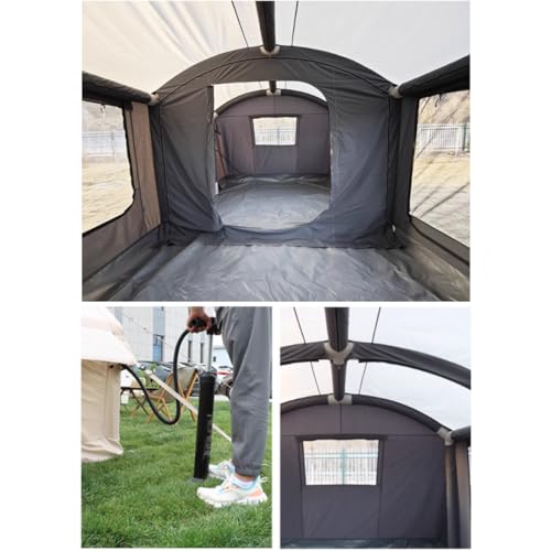 SSLW 5~8 People Large Blow Up Air Tents House Waterproof Windproof Easy Setup Outdoor Cotton Tent,20㎡ Inflatable Tent for Family Camping, with Mesh Windows & Pump - Image 4