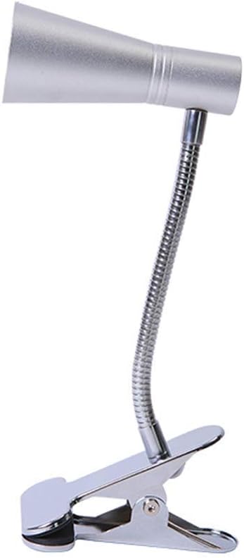 Led USB Clamp Desk Lamp,Dimmable Aluminum Strong Bite Gooseneck for Dorm Room Bedroom Bedside Desk Read,Silver Natural Light