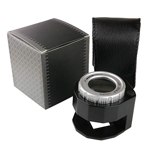 30X Loupe Magnifier With 6 Light,Desktop Portable Metal Magnifier Folding Scale Sewing Magnifing Glass For Textile Optical Jewelry Tool Coins Currency (Black) #TOP5