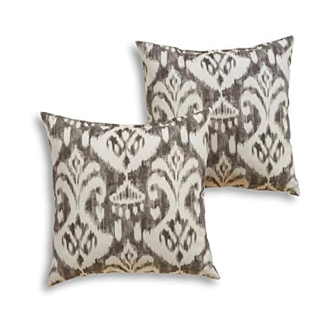 South Pine Porch Outdoor 17-inch Square Accent Pillow, Set of 2, Graphite Ikat 2 Count Cover