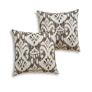 South Pine Porch Outdoor 17-inch Square Accent Pillow, Set of 2, Graphite Ikat 2 Count