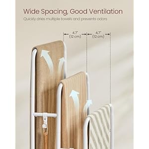 Vasagle freestanding towel rack 3 tier blanket holder with storage shelf 197 x 118 x 394 inches blanket rack 2 hooks for blankets bath towels cloud white and natural beige ulls009w01  urban country home decor