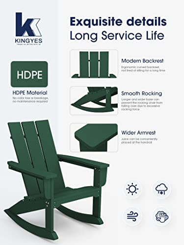 Kingyes Rocking Adirondack Chair, Modern Adirondack Rocker- Green #TOP1