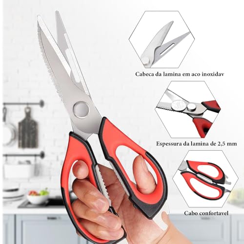 Tesoura Cozinha, Tesoura de Cozinha, Tesoura para Cozinha, Tesoura de Aço Inox Culinária Multiuso, T