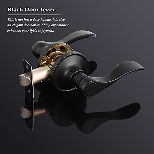 Gobrico Matte Black Wave Style Passage Lever Set #TOP12