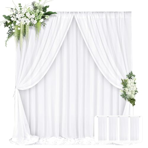 Rideaux de fond blancs mousseline 1.5x3m, voilage transparent photobooth fête mariage