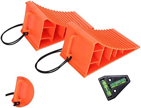 Homeon Wheels RV Camper Large Wheel Chocks with Handle and Rope for Safety-Car Chocks, Tire Chocks, Trailer Solid Heavy Duty Wheel Chocks-2 Packs.(Red)
