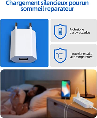 Prise USB Secteur, (2 Pack) Embout Chargeur pour iphone, Samsung Xiaomi Sony LG Smartphones, iWatch, appareils Photo, tablettes, MP3 etc, Universel 5V Adaptateur Secteur USB – vue 3