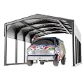 Military-Grade Metal Carport 12x20 FT, Heavy- Duty Galvanized Steel Roof