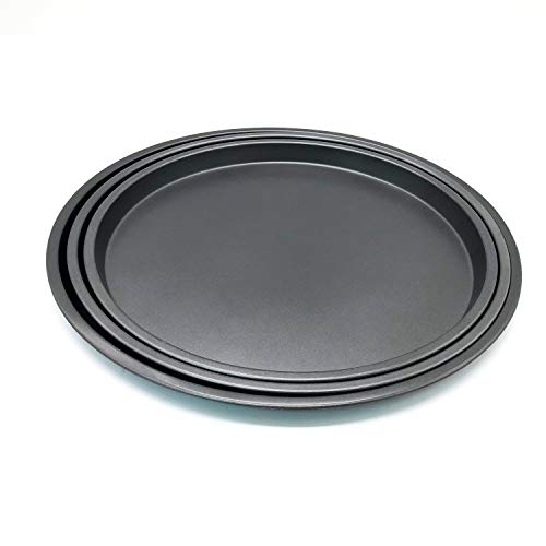 Waytiffer 3Pcs Pizza Pans Set Bakeware Set (10", 11", 12") Carbon Steel Nonstick Kitchenware Baking Pan Round Pizza Pan Pizza Tray . - Black #TOP2