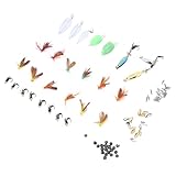 POENVFPO Fliegenfischer-Set, 88-teiliges Angelköder-Set mit Harten und Weichen Ködern in Geschenkbox für Forellenbarsche und Verschiedene Arten