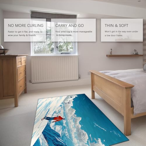 Tapis de ski lavable et antidérapant à poil bas pour salon