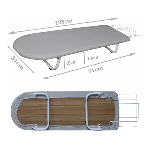 Tabua Mesa Passar Roupa Portátil Dobrável Cama C/Porta Ferro Cor:Branco