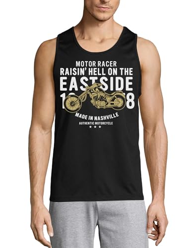 Débardeur en coton homme noir Motor Racer sans manches avec motif imprimé