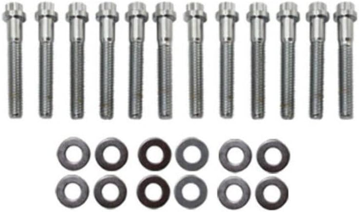 Pirate Mfg Chrome 12pt Head Intake 12pc Bolt Kit, Fits SBF V8 289-351W