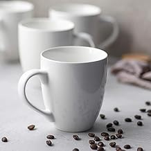أكواب قهوة بورسلين - 16 اونصة - مجموعة من 1 كوب لللاتيه والشاي الساخن والكابتشينو والموكا والكاكاو، أبيض
