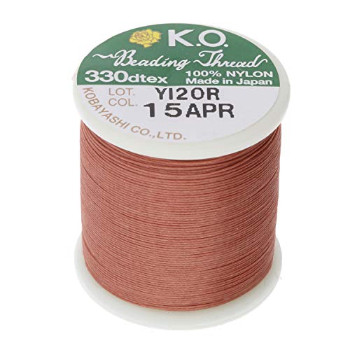 KO Nylon Beading Thread, Apricot Color, Japanese Pre-Waxed 100% Nylon, 330TEX, Tangle Resistant
