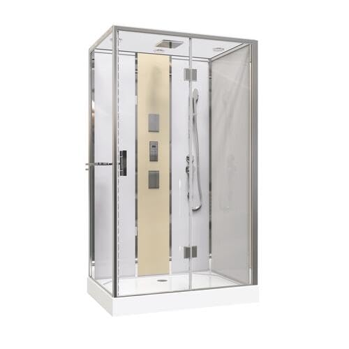 ONDÉE - Cabina de ducha hidromasaje SÖREN - Sin silicona - 140x80cm - Cromo - En kit