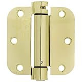 Amazon Basics Self-Closing Door Hinge, 3.5 Inch x 3.5 Inch, Polished Brass, 1-Piece, Hardware Included
