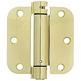 AmazonBasics Self-Closing Door Hinge, 3.5 Inch x 3.5 Inch, 1 Piece, Polished Brass