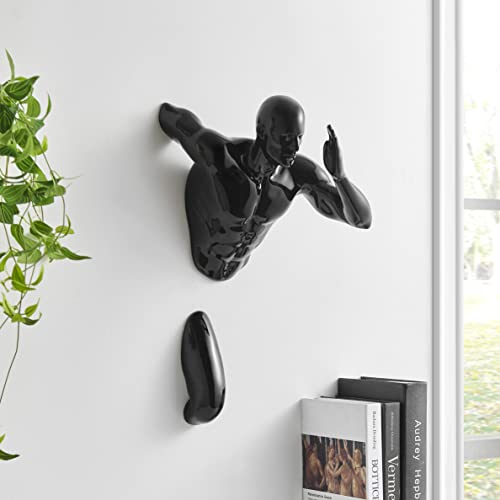 Finesse Decor Wall Runner 3D Wall Art | Hand Crafted Resin Wall Art Decor And Abstract Sculpture | Unique And Artistic Modern Wall Decor, Glossy Black Man, Xl #TOP3