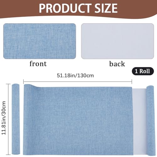 craspire 51 x 11.8 Zoll Hellblauer Buchstoff Buchbindestoff Mit Papierrückseite Gewebter Einband Aus Polyesterleinen Für Bücher Alben Scrapbooking Archivierung DIY Einband Buchbindeschutz