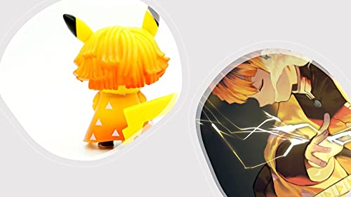 Zelong | Demon Slayer Action Figures | Pika Pika Cosplay Agatsuma Zenitsu Figure Statues | Kimetsu No Yaiba Collection Birthday Gifts 4" Pvc (Zenitsu Agatsuma) #TOP5