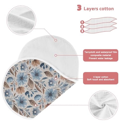Muslin Baby Burp Cloths, Blue Flowers Cotton Soft Burp Cloths for Newborns​​, Extra Absorbent Burp Cloths 2-Pack​​, 22 x 11 Inch4