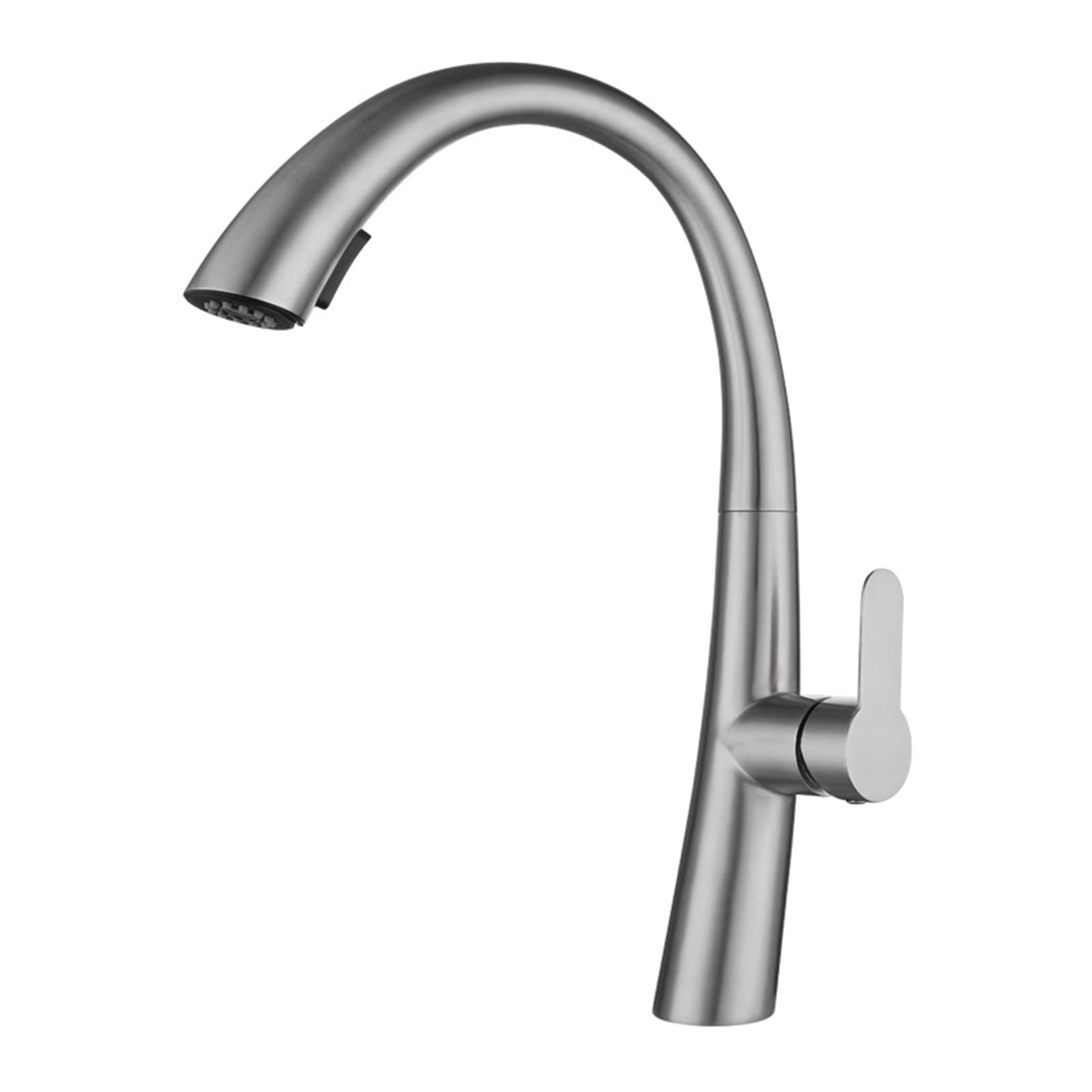 VDOQTLJT Kitchen Faucet with Pull Down Sprayer Hot and Cold Water Out Faucets Modern Commercial Sink Deck Mounted Stainless Steel Brushed Tap with Standard Fittings